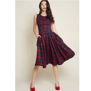 Colectif x Modcloth Red and Blue Plaid Dress